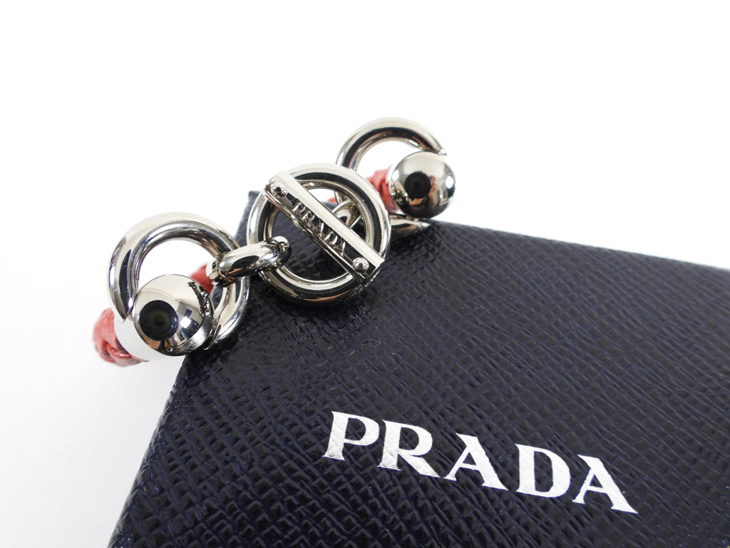Prada Red Saffiano Leather Braided Toggle Bracelet