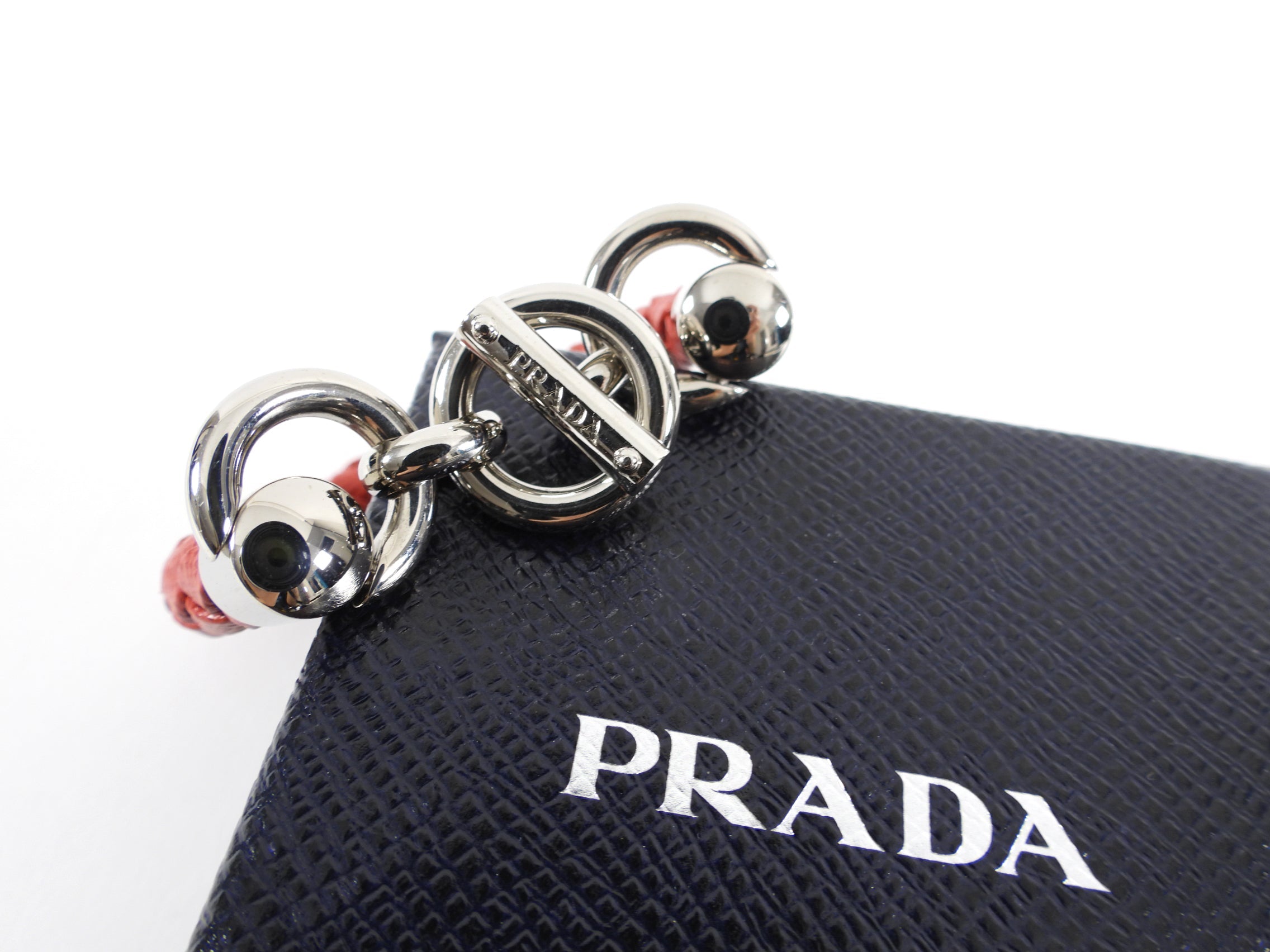 Prada Red Saffiano Leather Braided Toggle Bracelet