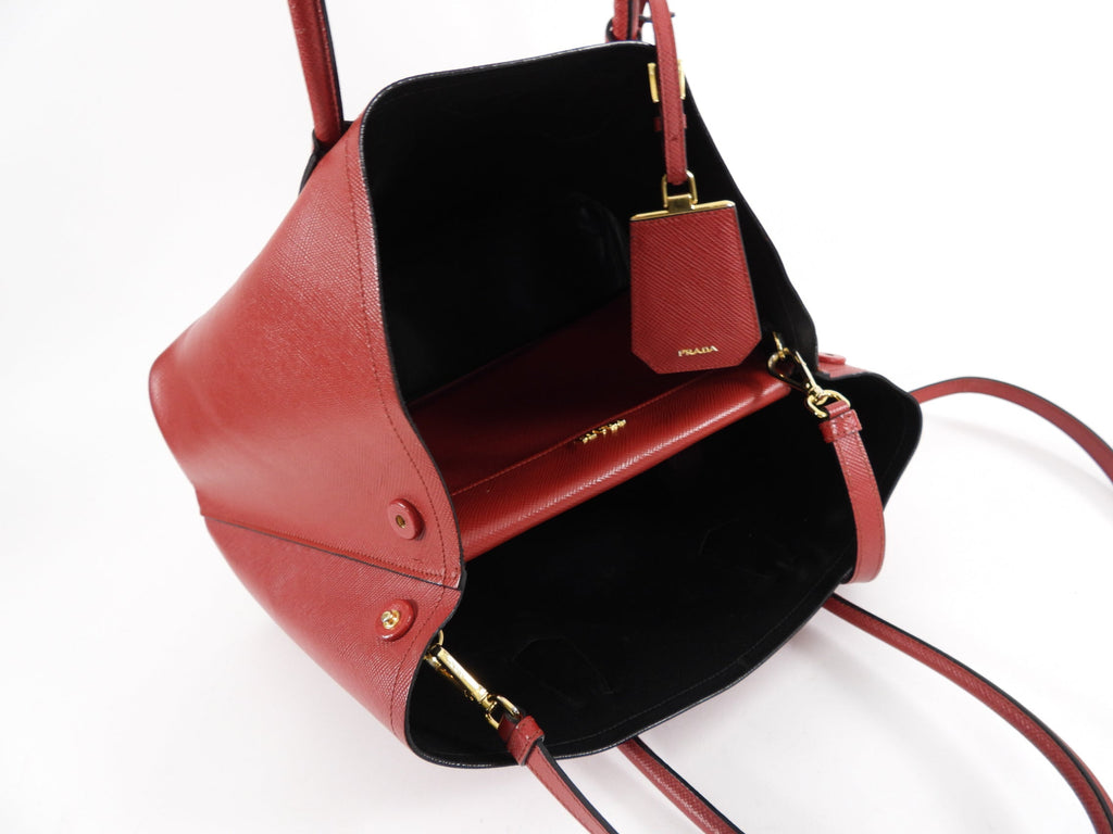 Prada Saffiano Lux Red Large Double Tote Bag