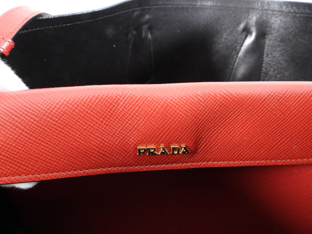 Prada Saffiano Lux Red Large Double Tote Bag