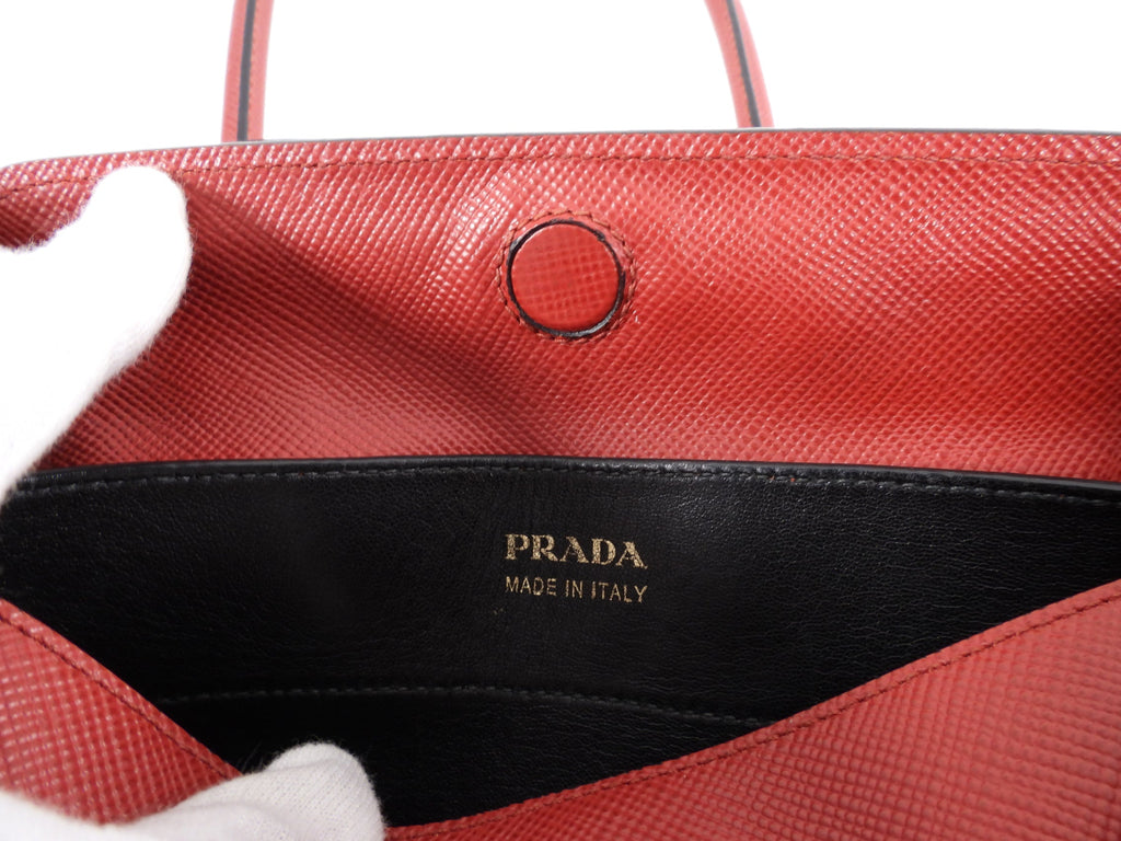 Prada Saffiano Lux Red Large Double Tote Bag
