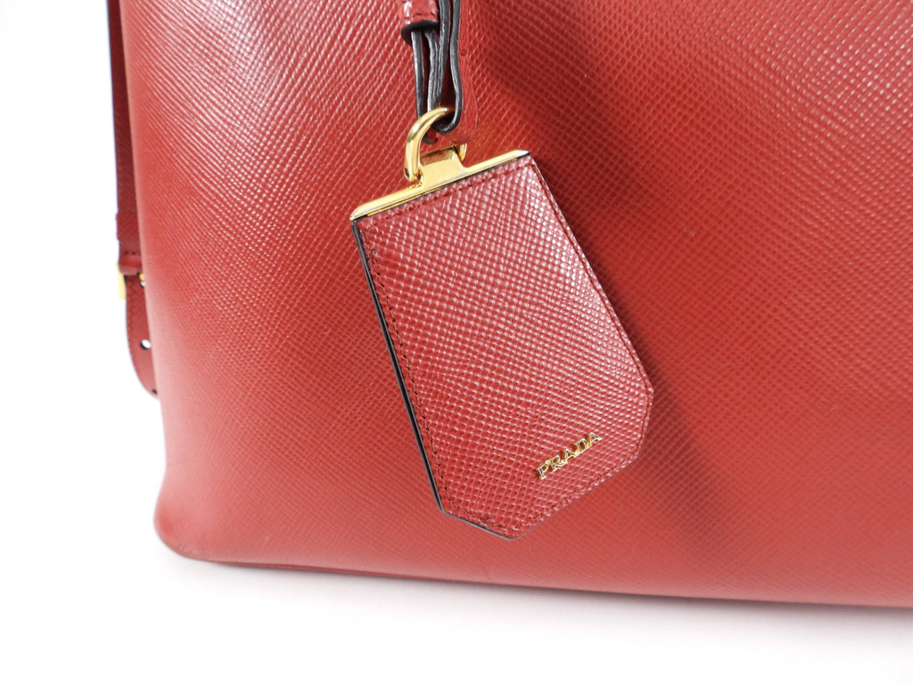 Prada Saffiano Lux Red Large Double Tote Bag