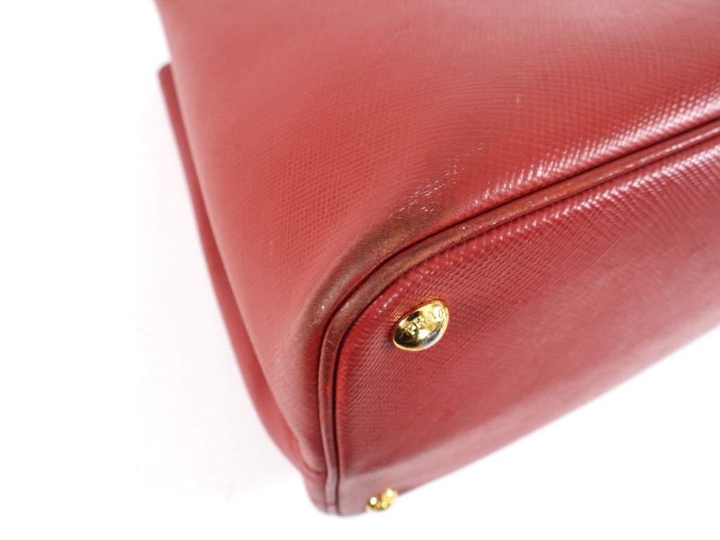 Prada Saffiano Lux Red Large Double Tote Bag