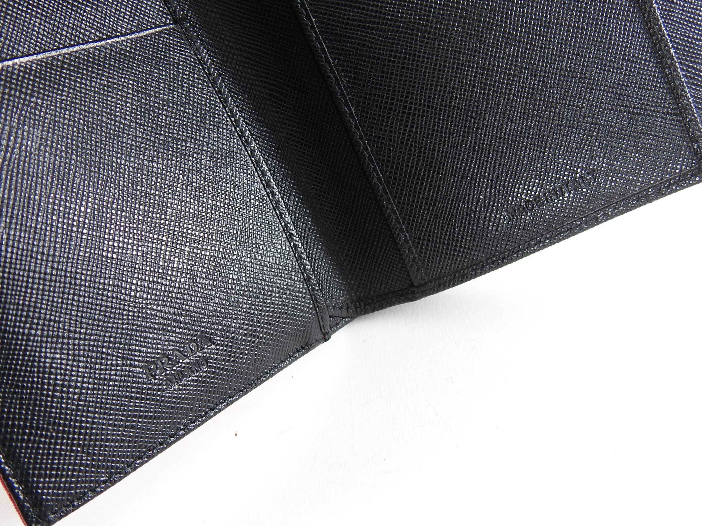 Prada Red Tessuto Nylon and Black Saffiano Leather Bifold Wallet