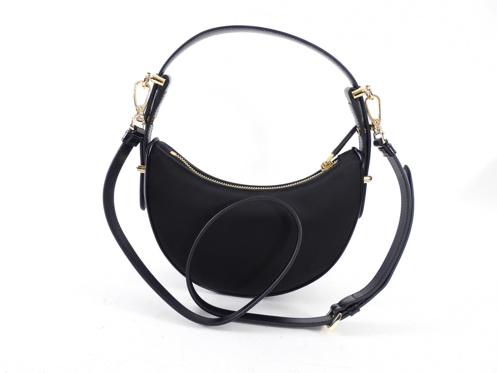 Prada ReNylon Black Mini Arque Two Way Crescent Bag