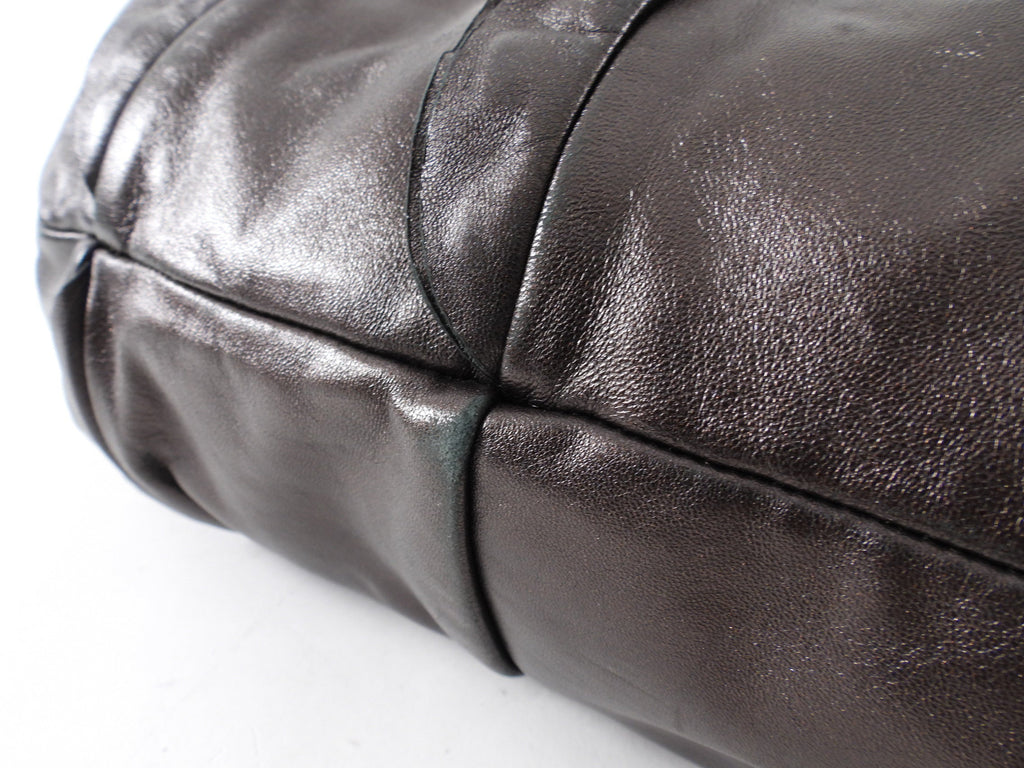 Prada Black / Brown Leather Ruffle Bag
