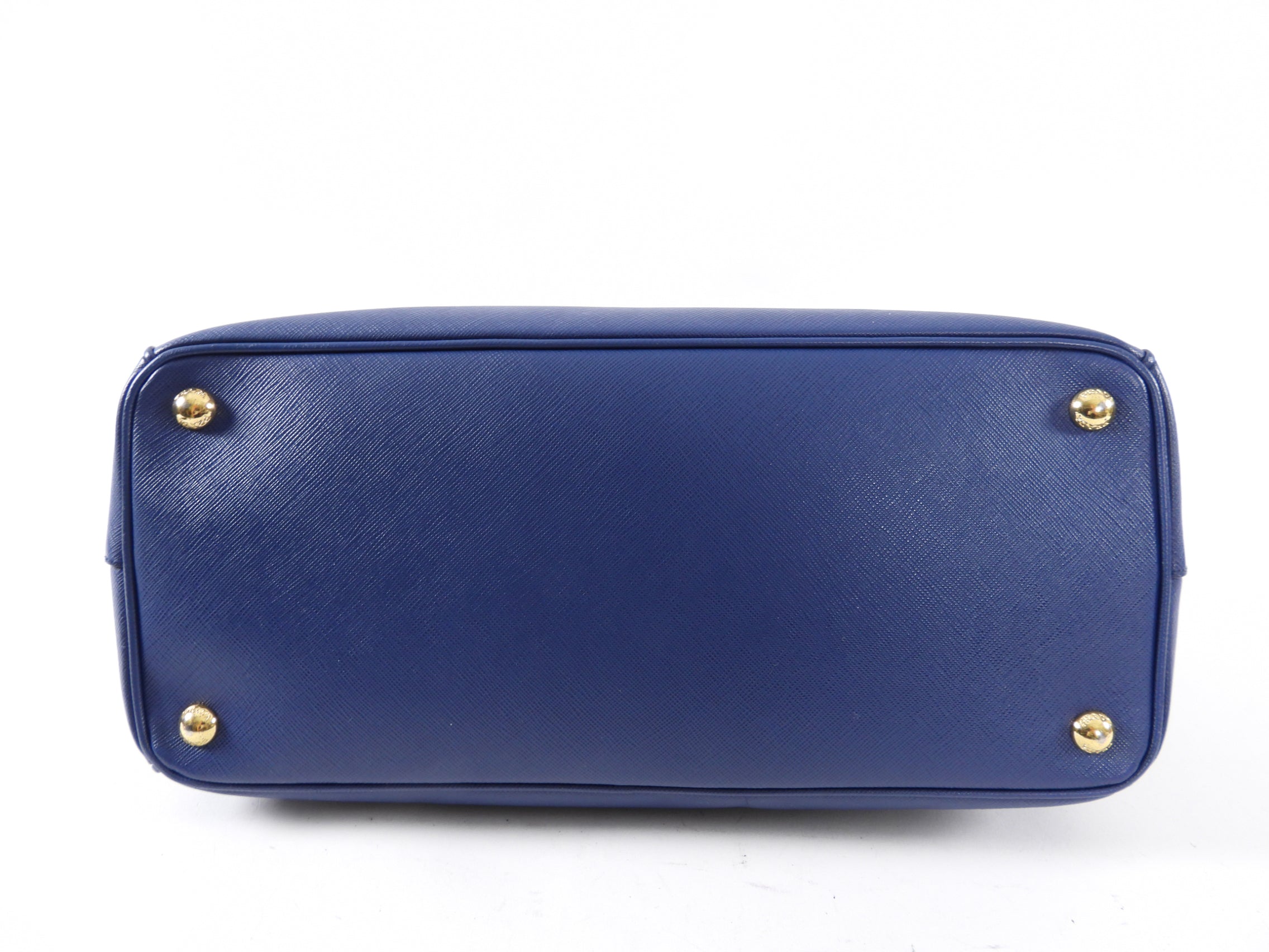 Prada Dark Blue Saffiano Leather Galleria Double Zip Large Tote Bag