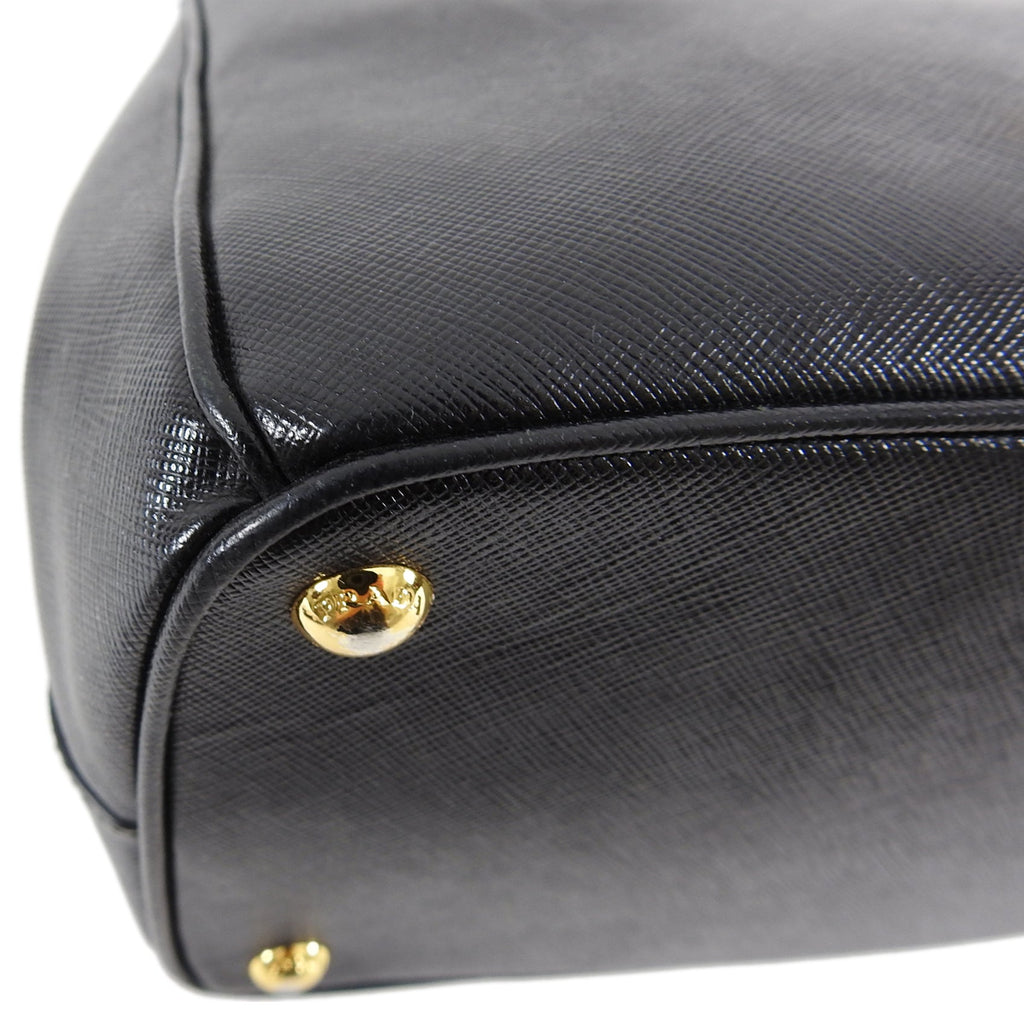 Prada Saffiano Lux Double Zip Black Nero Tote Bag