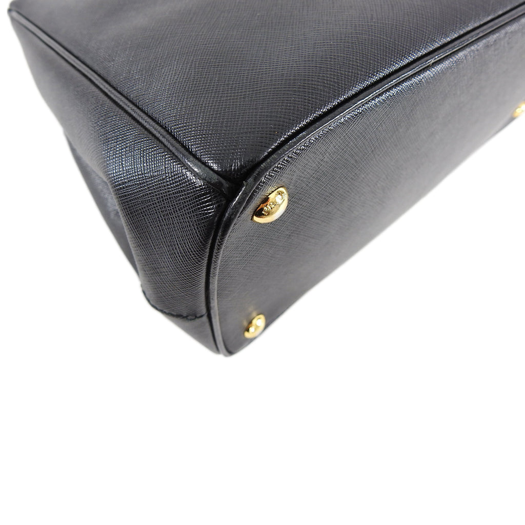 Prada Saffiano Lux Double Zip Black Nero Tote Bag