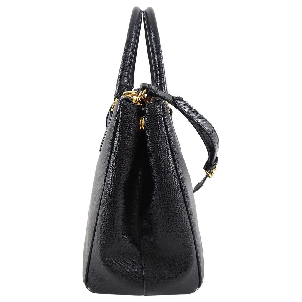 Prada Saffiano Lux Double Zip Black Nero Tote Bag