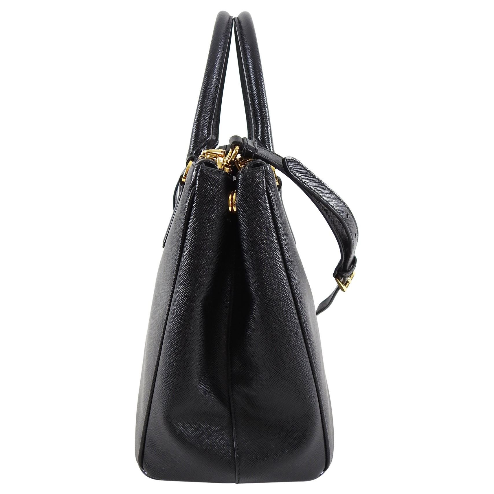 Prada Saffiano Lux Double Zip Black Nero Tote Bag