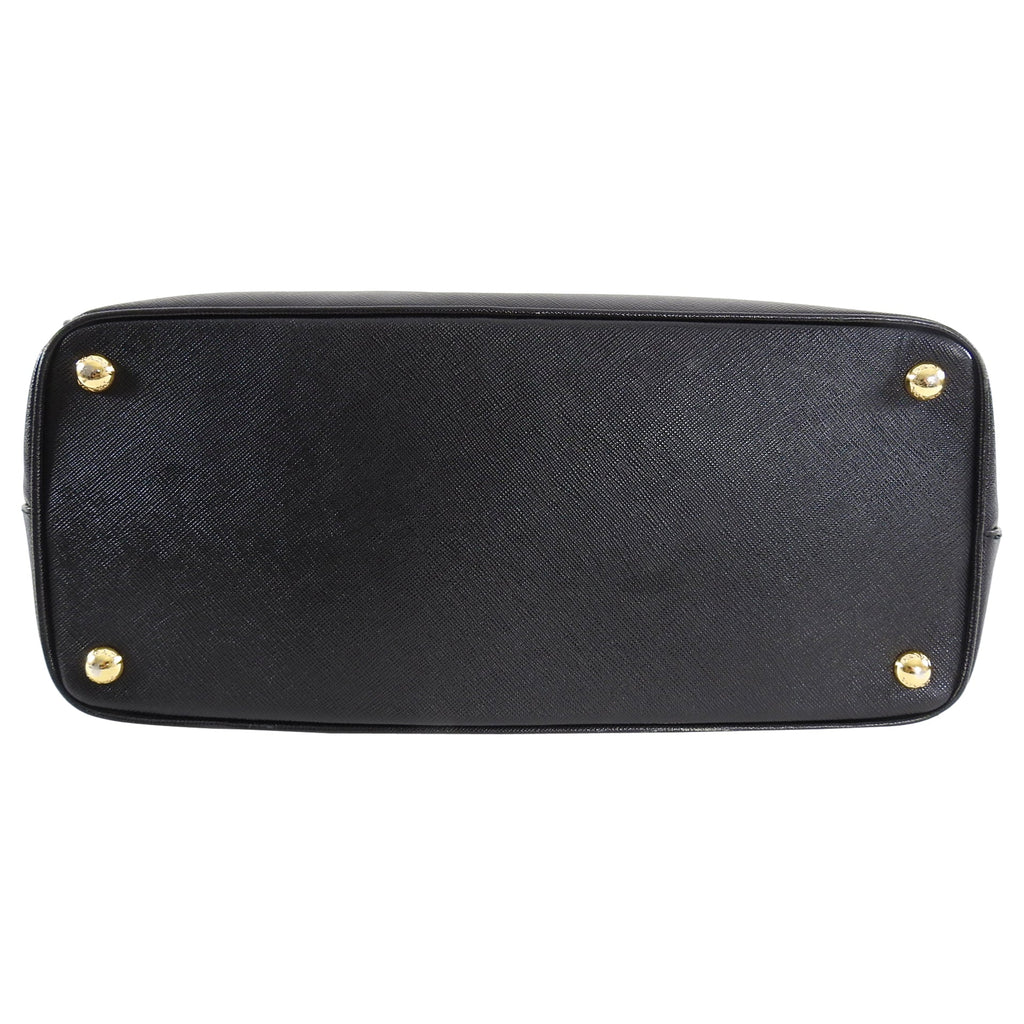 Prada Saffiano Lux Double Zip Black Nero Tote Bag