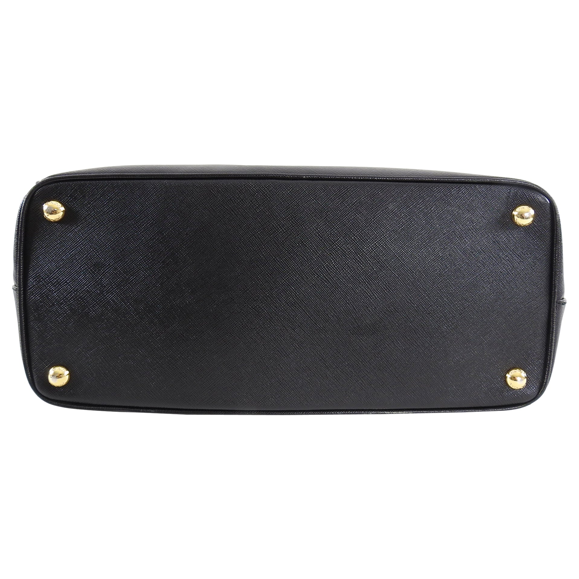 Prada Saffiano Lux Double Zip Black Nero Tote Bag