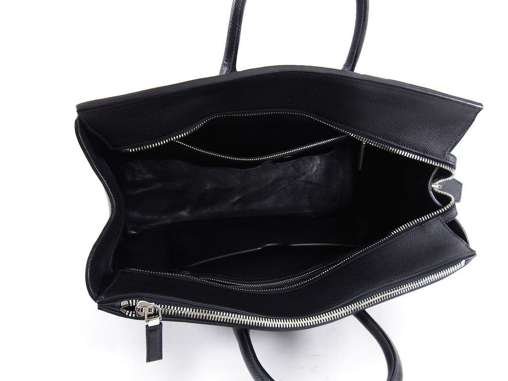 Prada Black Saffiano Leather XL Zippered Executive Tote Bag