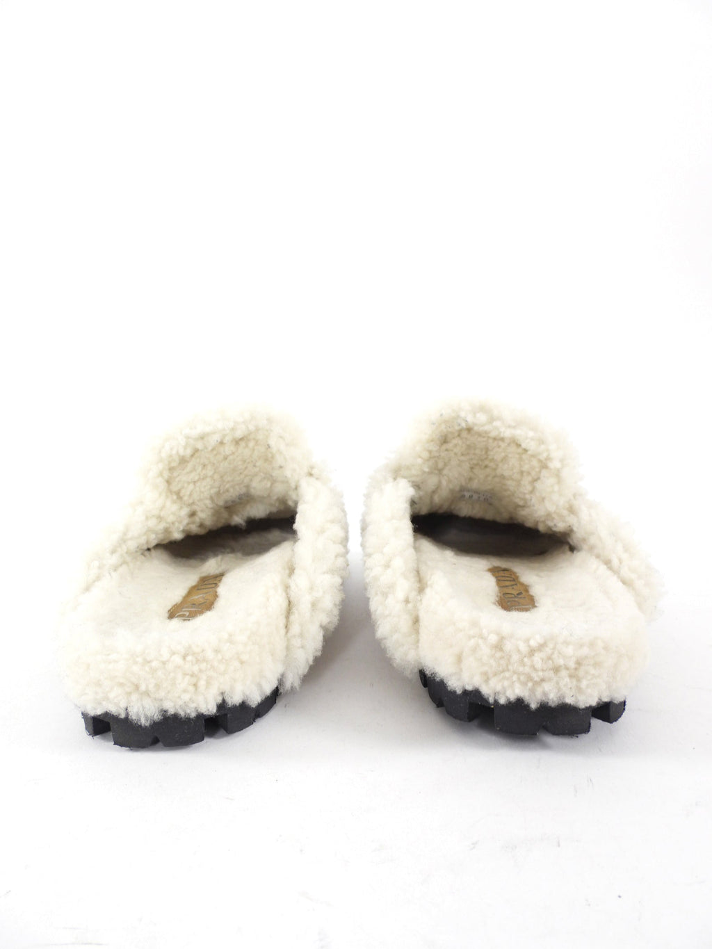 Prada Beige Shearling Slipper Slides - 37
