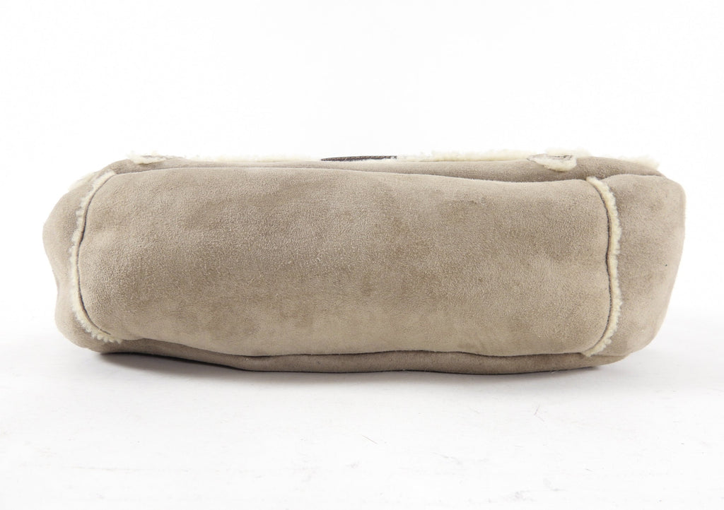 Prada Taupe Shearling Two-Way Fur Trim Bag