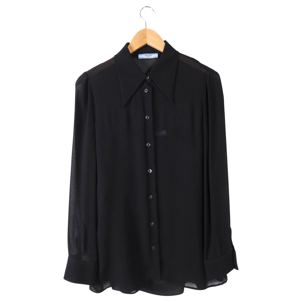 Prada Black Sheer Viscose Blouse - IT42 / USA 6