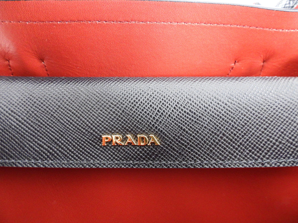 Prada Black Saffiano Leather Large Double Tote Bag