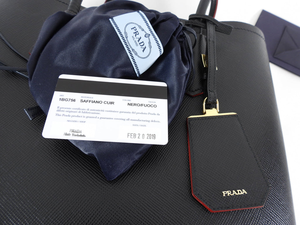 Prada Black Saffiano Leather Large Double Tote Bag