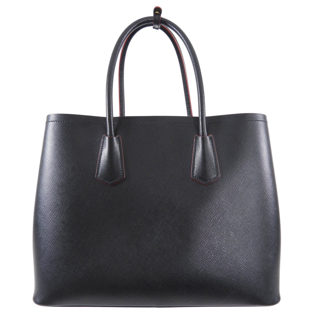 Prada Black Saffiano Leather Large Double Tote Bag