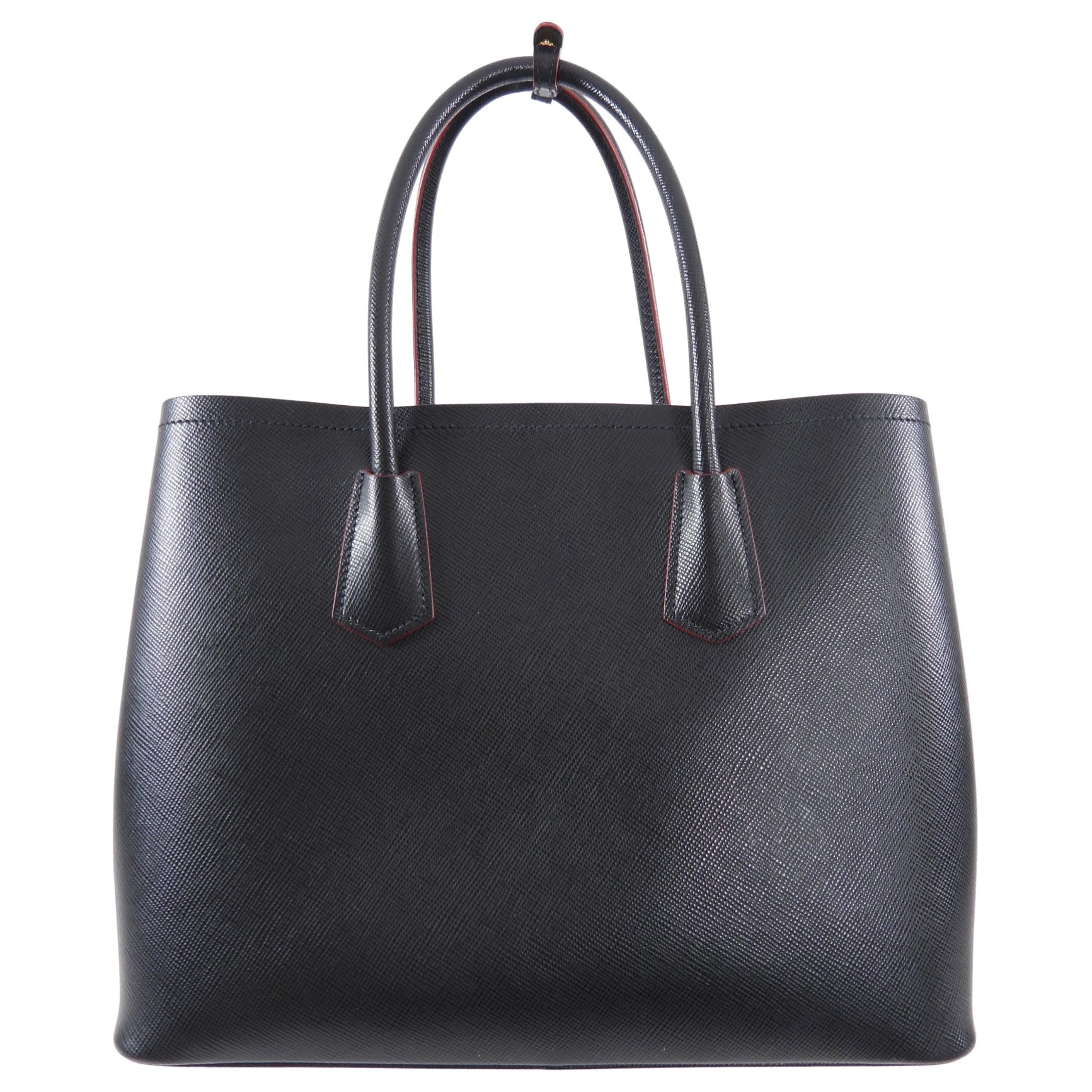 Prada Black Saffiano Leather Large Double Tote Bag