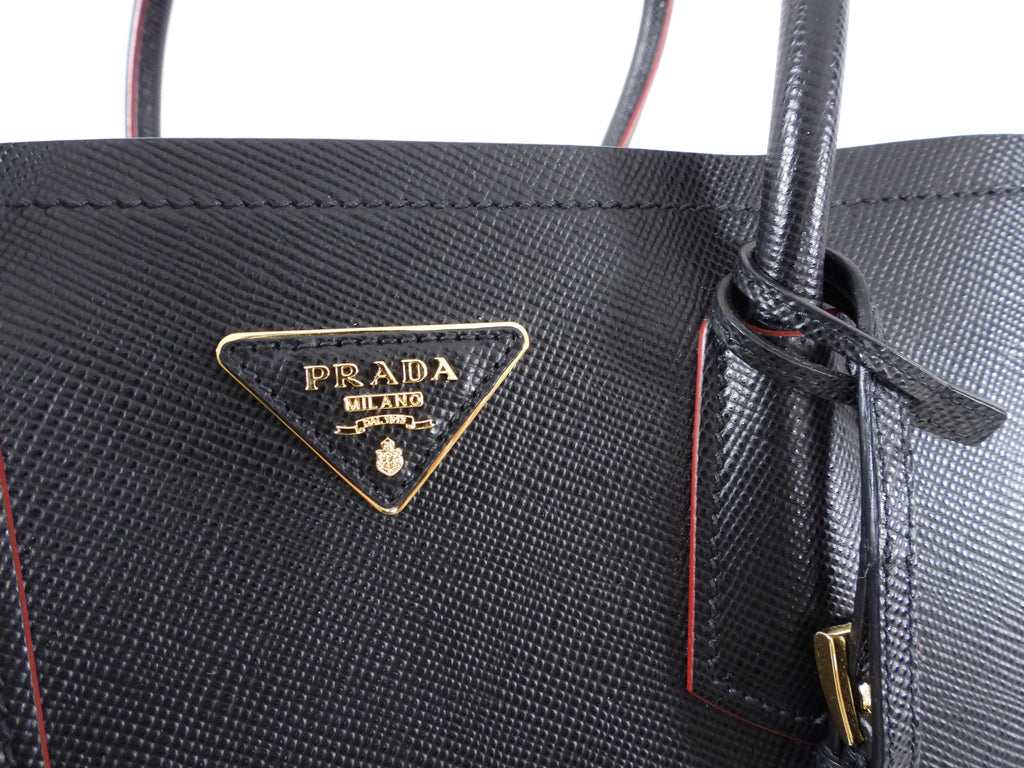 Prada Black Saffiano Leather Large Double Tote Bag