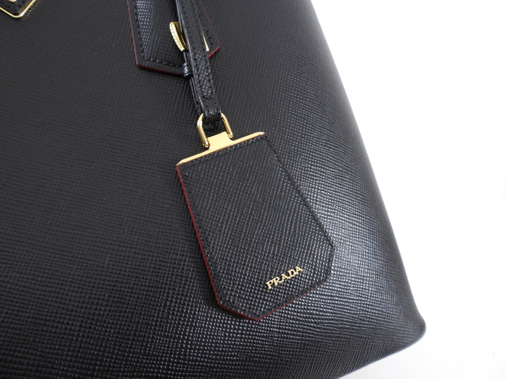 Prada Black Saffiano Leather Large Double Tote Bag