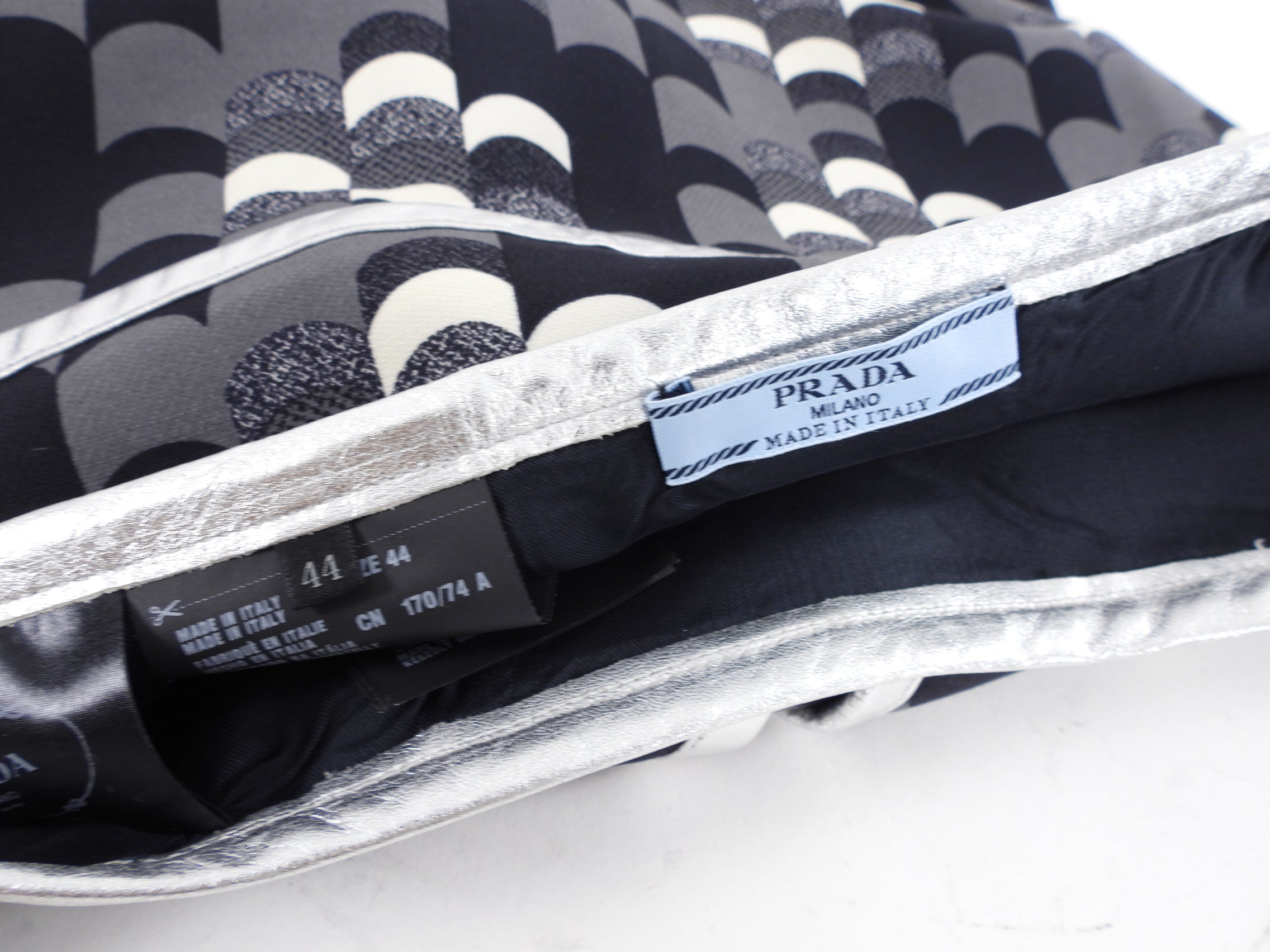 Prada Grey and Silver Geo Mod Mini Skirt - IT44 / 8 / M