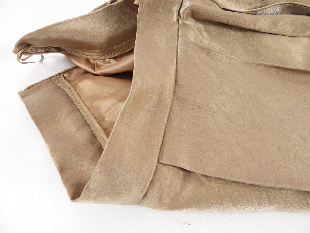 Prada Taupe Brown Satin Pleat A-Line Skirt - USA M