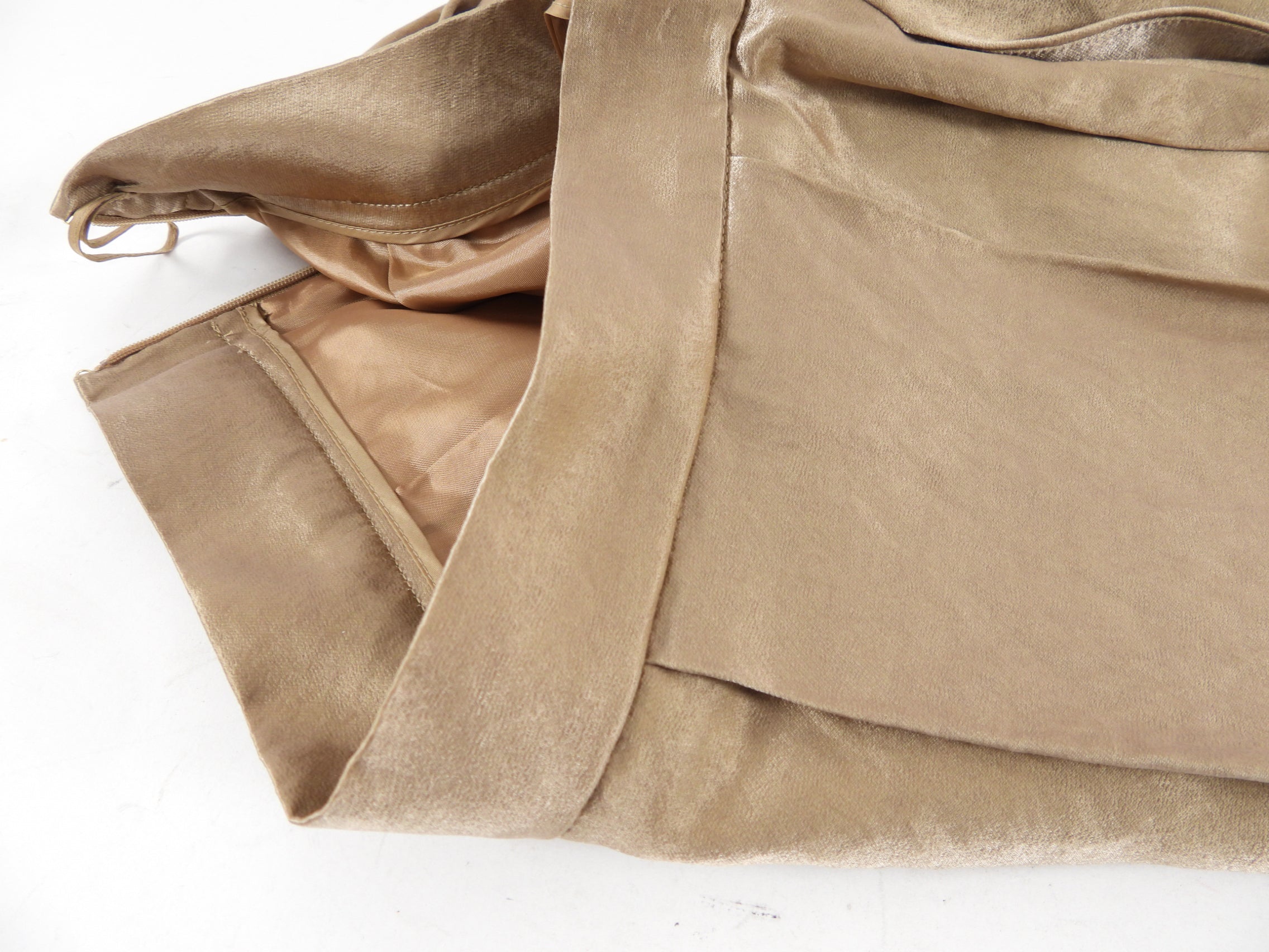 Prada Taupe Brown Satin Pleat A-Line Skirt - USA M