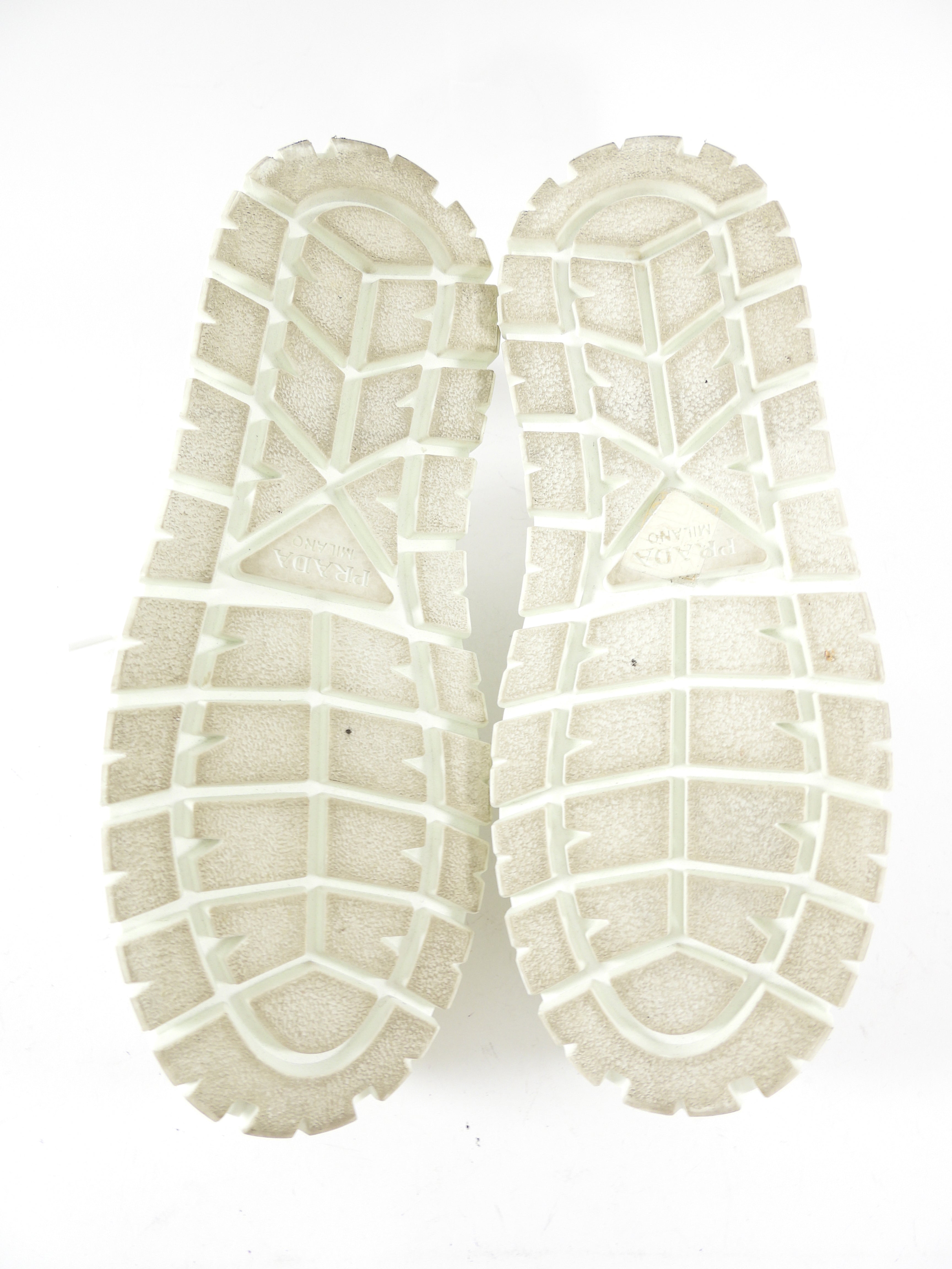 Prada White Leather Shearling Sneakers - 37