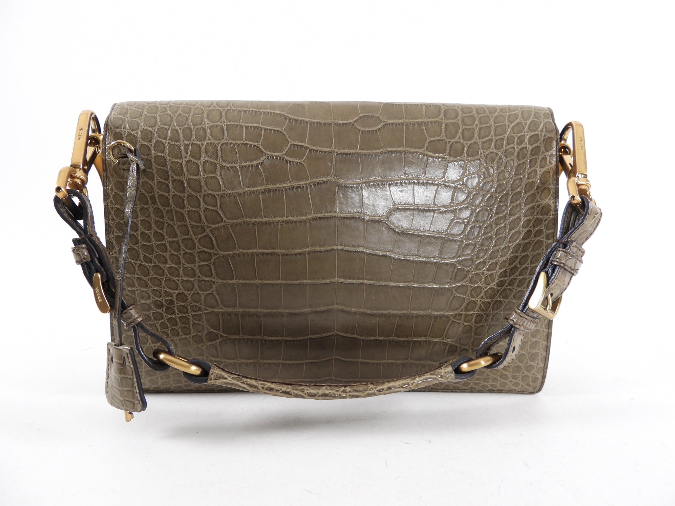 Prada Taupe Crocodile Exotic Sound Bag