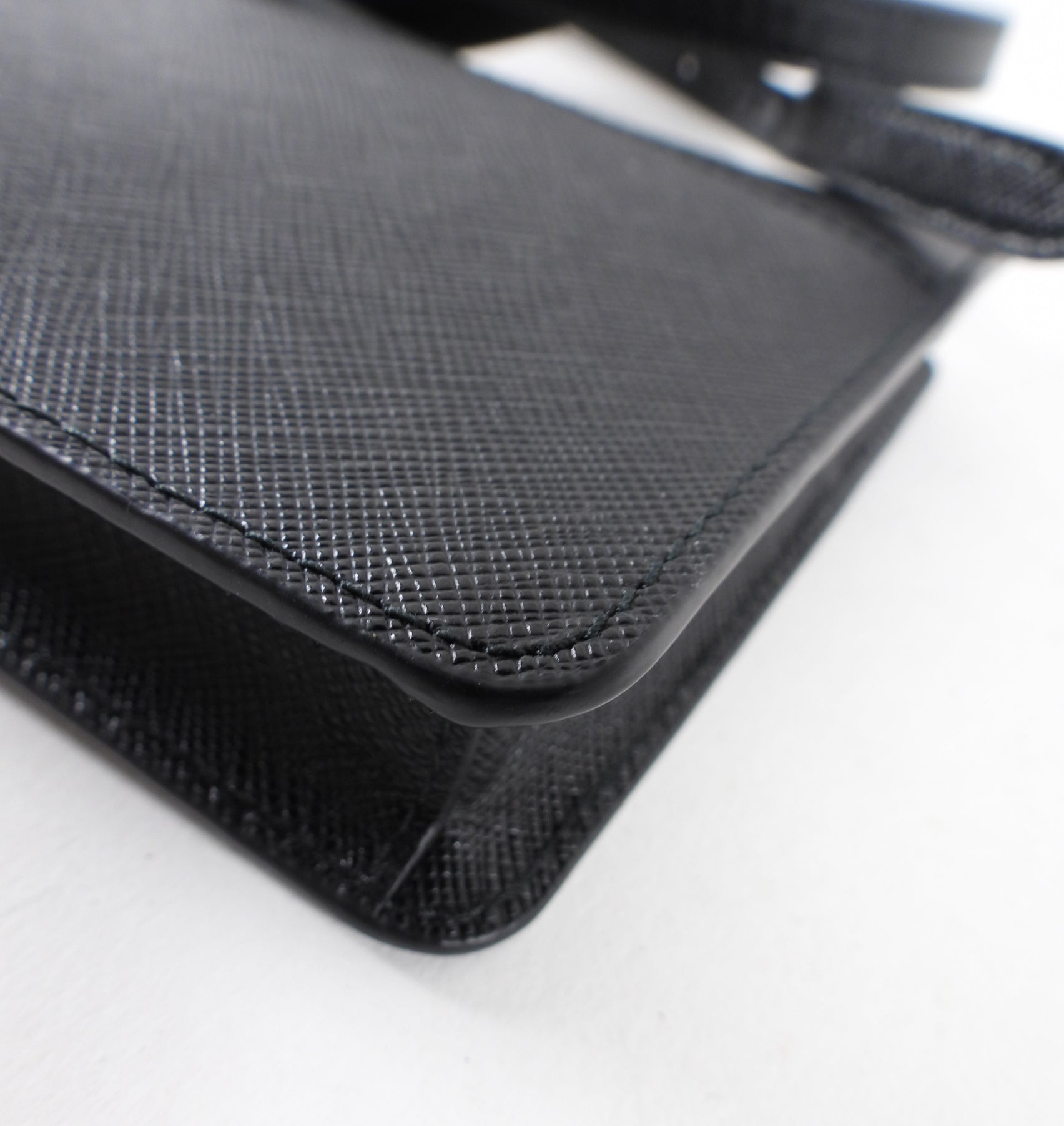 Prada Black Saffiano Leather Phone Pouch