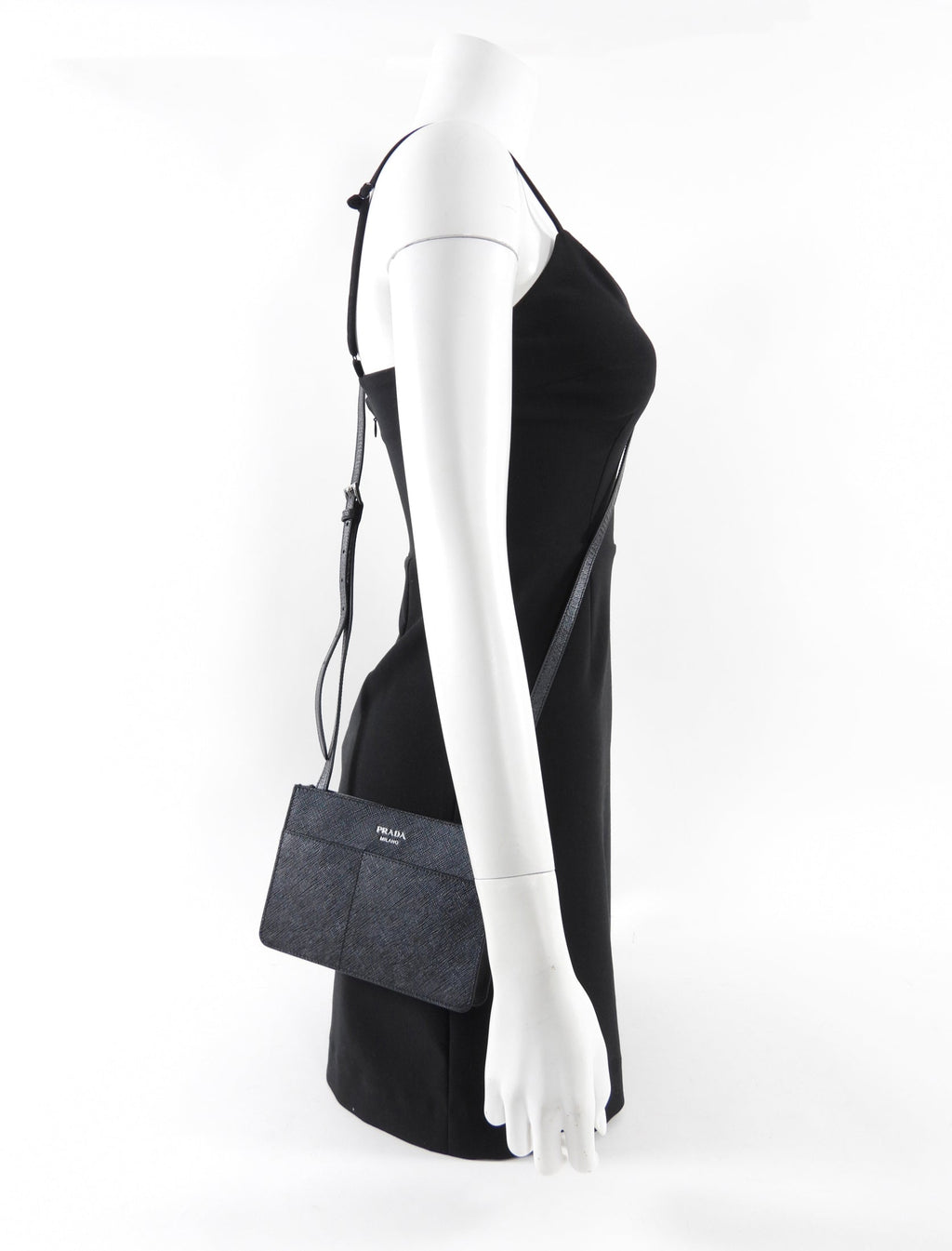 Prada Black Saffiano Leather Phone Pouch