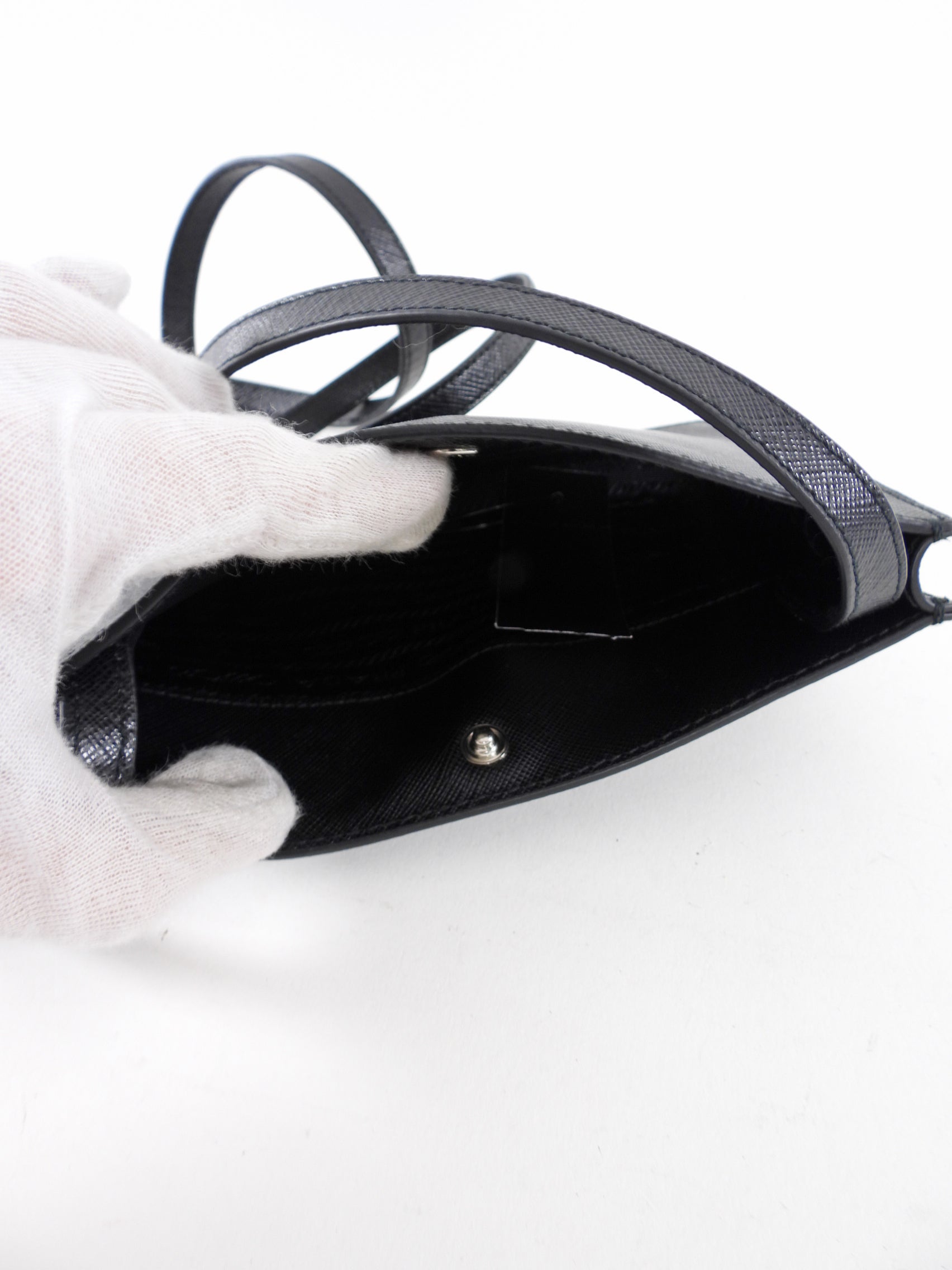 Prada Black Saffiano Leather Phone Pouch