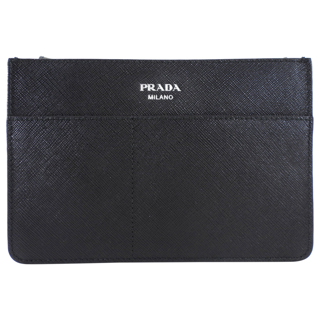 Prada Black Saffiano Leather Phone Pouch
