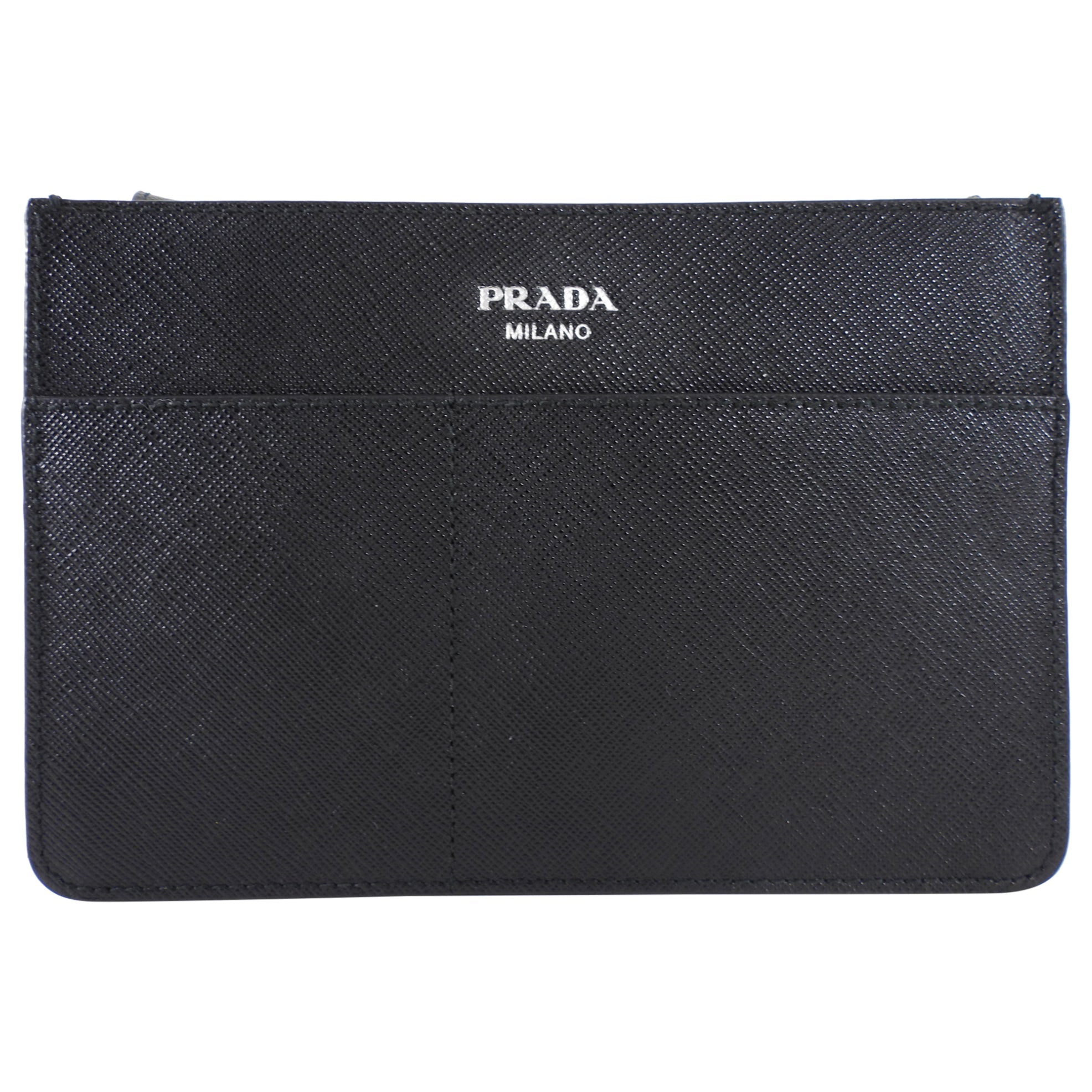 Prada Black Saffiano Leather Phone Pouch