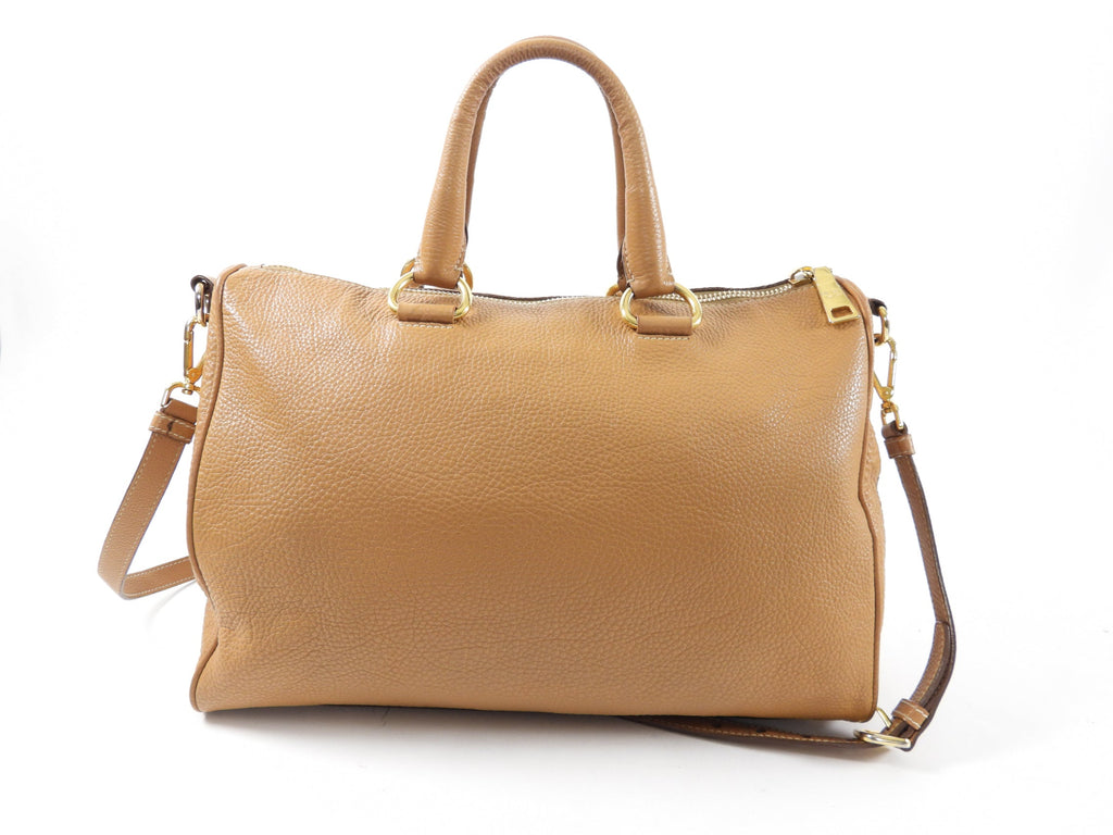 Prada Tan Vitello Daino Leather Large Two-Way Bag