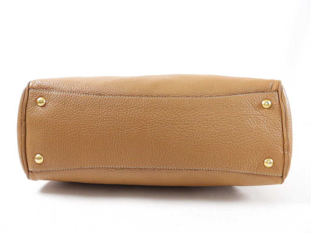 Prada Tan Vitello Daino Leather Large Two-Way Bag