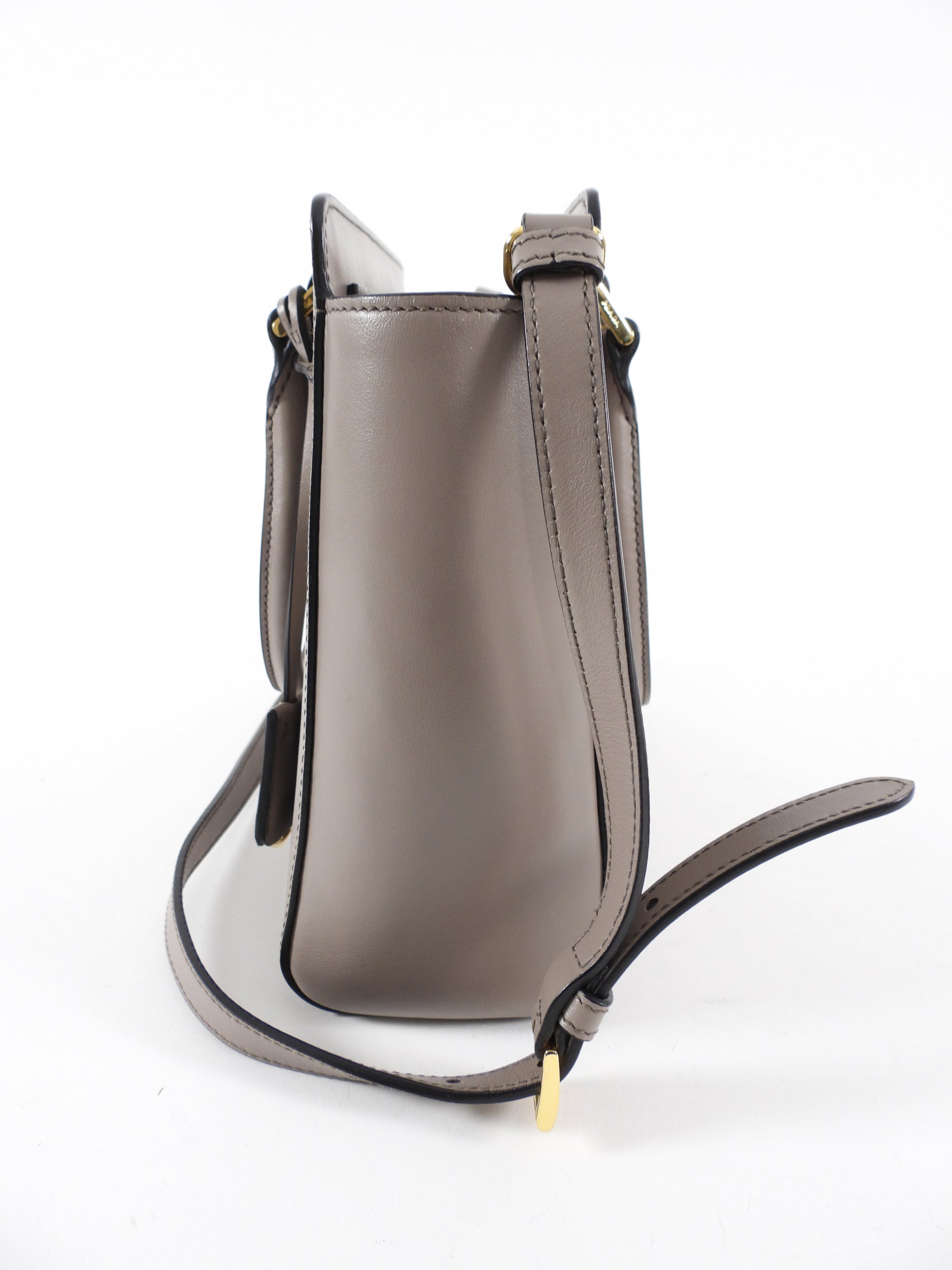 Prada Saffiano Small Beige Taupe Two Way Bag