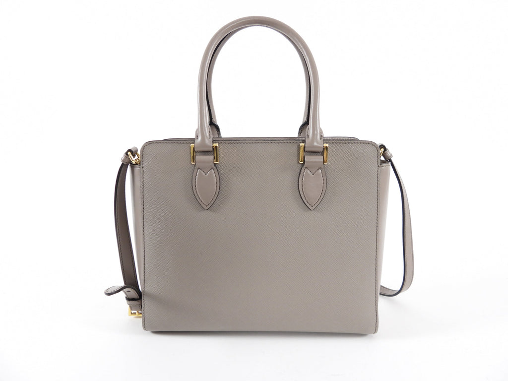 Prada Saffiano Small Beige Taupe Two Way Bag