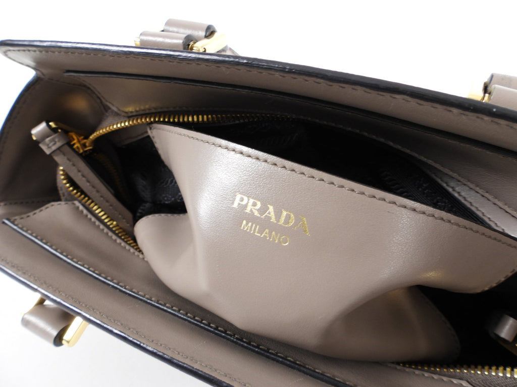 Prada Saffiano Small Beige Taupe Two Way Bag
