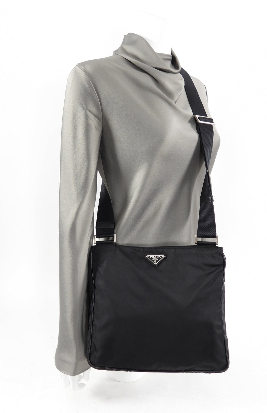Prada Black Nylon Tessuto Messenger Bag