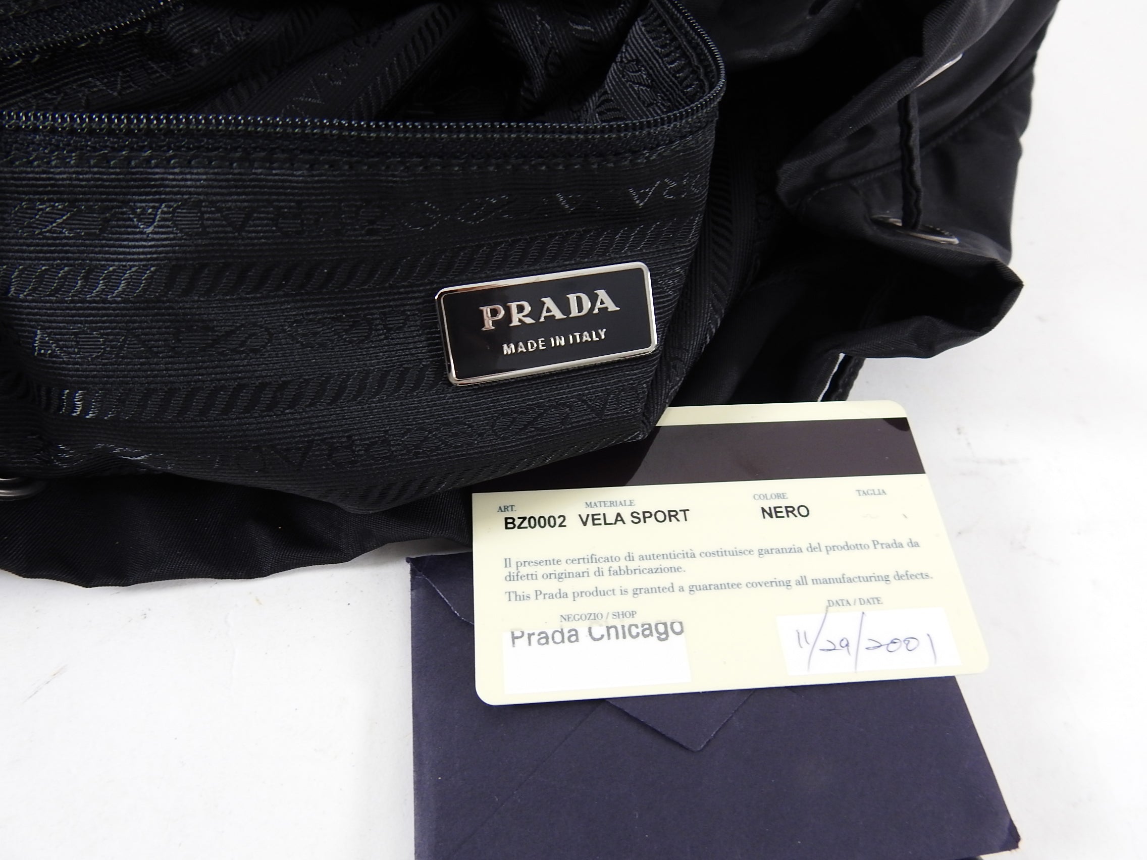 Prada Vintage 2001 Black Tessuto Nylon Vela Sport Backpack