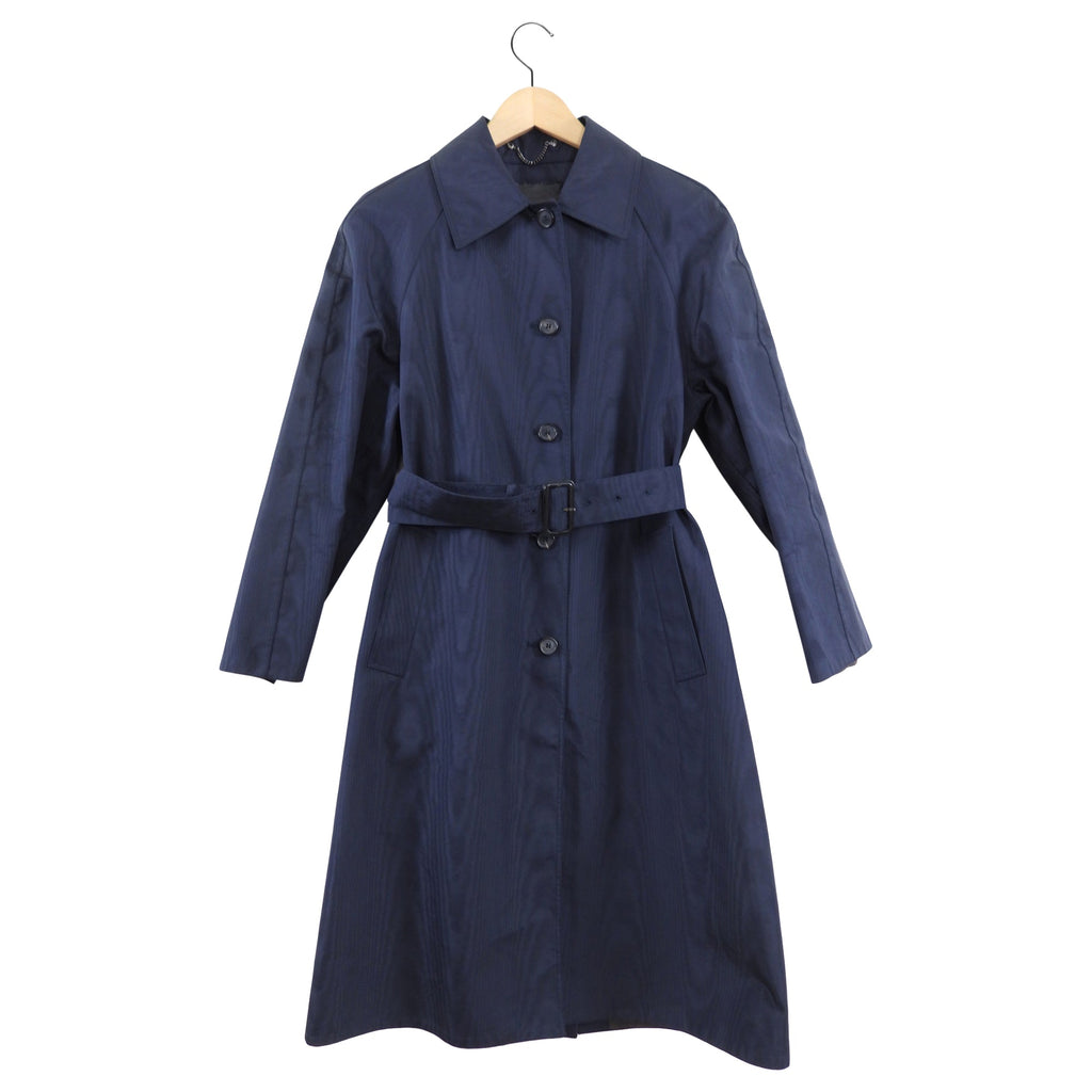 Prada Vintage Black Watered Moire Belted Trench Coat - IT42 / USA 6