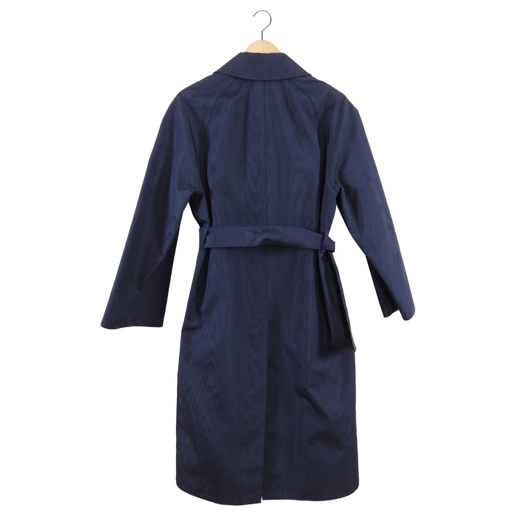 Prada Vintage Black Watered Moire Belted Trench Coat - IT42 / USA 6