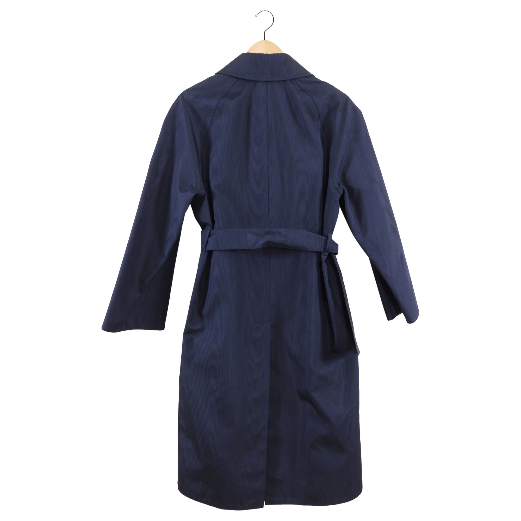 Prada Vintage Black Watered Moire Belted Trench Coat - IT42 / USA 6