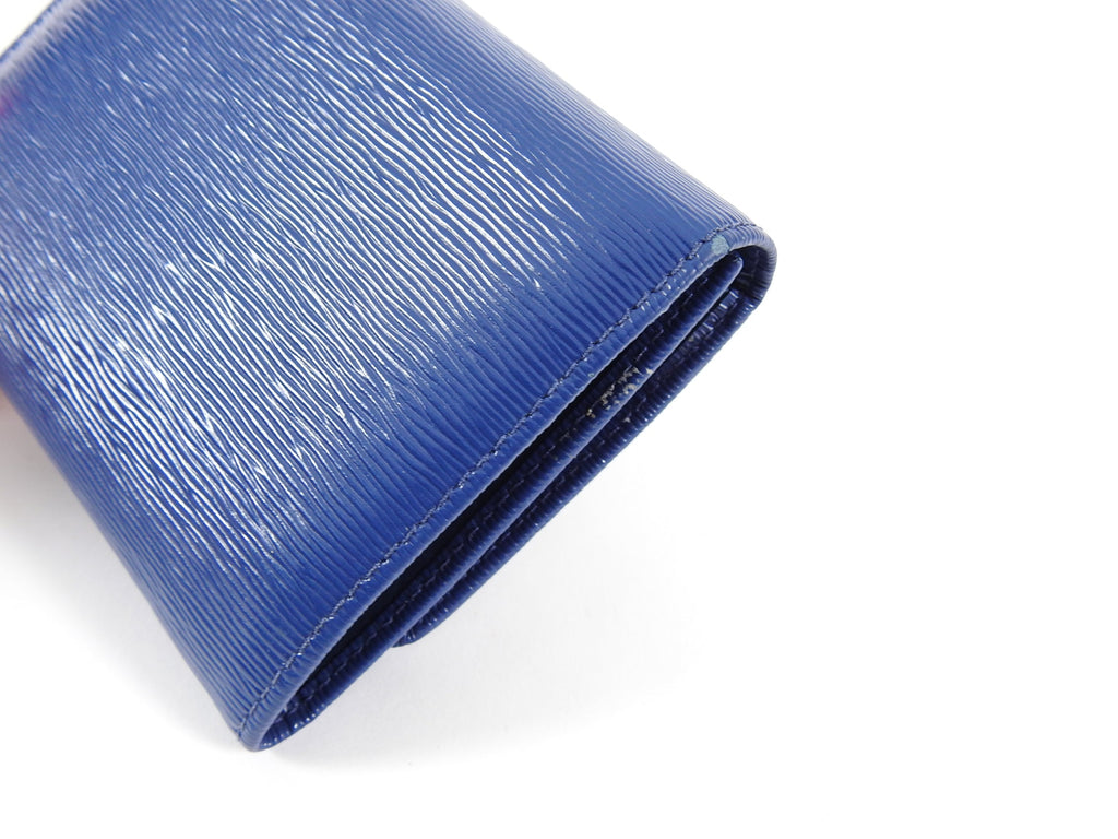Prada Blue Trifold Leather Wallet