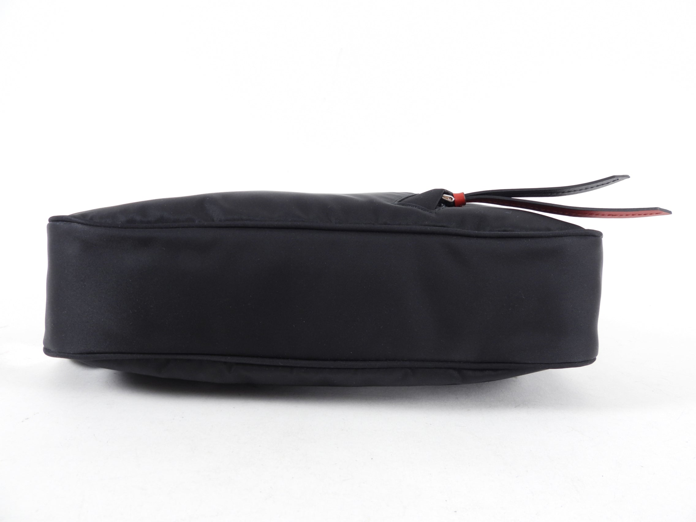 Prada New Vela Stud Black and Red Nylon Hobo Bag