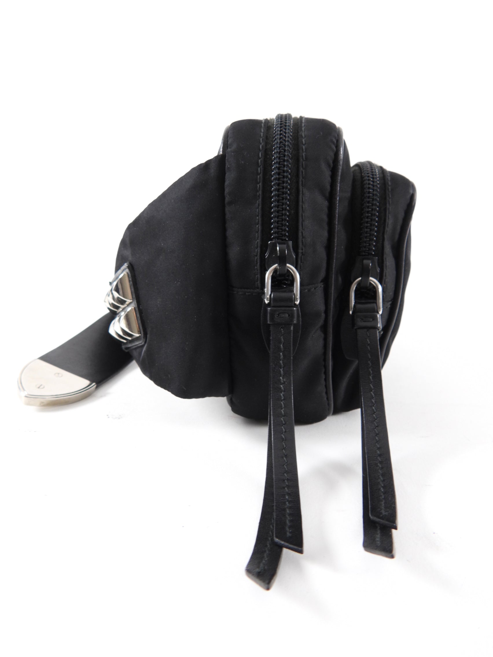 Prada Black Tessuto Nylon Stud Belt Bag